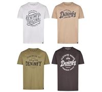 DENIMFY DFNuri Men's Cotton T-Shirt, Regular Fit, Pack of 4, Crew Neck, Short Sleeve, Summer T-Shirt, Logo Print, Black, White, Blue, Green, Red, Grey, S, M, L, XL, XXL, 3XL, 4XL, 5XL, Colour mix 5