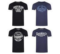 DENIMFY DFNuri Men's Cotton T-Shirt, Regular Fit, Pack of 4, Crew Neck, Short Sleeve, Summer T-Shirt, Logo Print, Black, White, Blue, Green, Red, Grey, S, M, L, XL, XXL, 3XL, 4XL, 5XL, Colour mix 3, M