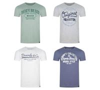 DENIMFY DFNuri Men's Cotton T-Shirt, Regular Fit, Pack of 4, Crew Neck, Short Sleeve, Summer T-Shirt, Logo Print, Black, White, Blue, Green, Red, Grey, S, M, L, XL, XXL, 3XL, 4XL, 5XL, Colour mix 4,
