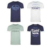 DENIMFY DFNuri Men's Cotton T-Shirt, Regular Fit, Pack of 4, Crew Neck, Short Sleeve, Summer T-Shirt, Logo Print, Black, White, Blue, Green, Red, Grey, S, M, L, XL, XXL, 3XL, 4XL, 5XL, Colour mix 1,