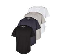 DENIMFY DFPaco Men's Long Cut T-Shirt Set 100% Cotton Regular Fit Pack of 4 Basic Crew Neck Short Sleeve Summer Tee Shirt Black White Blue Grey Green S M L XL XXL 3XL 4XL 5XL, Pack 3, L