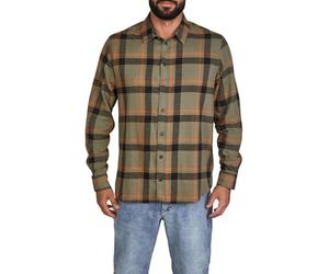 DENIMFY Flannel Shirt Men's Long Sleeve Checked Regular Fit DFDean Shirt Lumberjack Shirt Checked Shirt Cotton Black Green Blue S M L XL XXL 3XL 4XL 5XL, Dusty olive-black-argan oil brown, 5XL