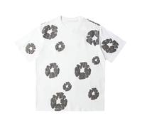 Denims-Tears Mens Summer T-Shirt Foam Printed Tee Top Y2K Hip Hop Outfit Sport Fashion Activewear Short Sleeve Tee Tops Casual Tracksuit Shirts (01-2-White, L)