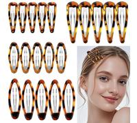 Denipry 20PCS Snap Hair Clips, Metal Vintage Tortoise Oval Hair Clips, Leopard Hair Barrettes Classic Fashion Hairpin Accessories for Women Girls Suitable for All Hair Types
