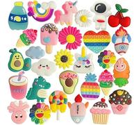Denipry 30 PCS Summer Cute Croc Charms Set, PVC Shoe Decoration Charms for Crocs, Clog Sandals Beach Shoes Charm Shoes Accessories for Girls Boys Kids Adults