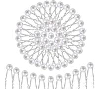 Denipry 40Pcs Pearl Hair Pins, U Shape Bridal Wedding White Pearl Hair Accessories Bobby Clips for Brides Bridesmaids Girl Women