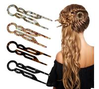 Denipry 4Pcs U Shaped French Hair Pins Large Grip Prestige Hairpins Acetate Hair Sticks Forks Strong Durable Pins For Fine, Thick & Long Hair, Hair Styling Accessories for Women