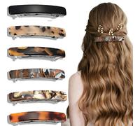 Denipry 6 Pcs Hair Barrettes for Women,Vintage Tortoise Shell Acetate French Hair Clips for Fine Thin Thick Hair Automatic Spring Clips Hair Barrettes Accessories for Women Girls