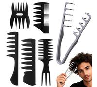 Denipry 6-Piece Texture Comb Set,Wide Tooth Styling Combs Kit Roots Volume Tool Volumizing Wide & Fine Tooth, Tail Comb for Styling Bangs Seam Grooming Accessory for Women Men
