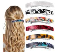 Denipry 6Pcs Hair Barrettes for Women, Acetate Clips Non-slip French Tortoise Shell Hair Clips Wide Curved Celluloid Ponytail Holder Clamp Fashion Hair Accessories for Women Girls