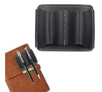 Denipry Leather Pen Holder for Notebook, 2.9 x 2.3Inch Black Pen Loop Holder Double Pen Pencil Holder Clip Anti-lost Pen Organizer Pen Storage Clip for Books, Notebooks, Journals, Clipboard