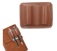 Denipry Leather Pen Holder for Notebook, 2.9 x 2.3Inch Brown Pen Loop Holder Double Pen Pencil Holder Clip Anti-lost Pen Organizer Pen Storage Clip for Books, Notebooks, Journals, Clipboard