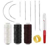 Denipry Leather Waxed Thread, Hand Sewing Kit with 7pcs Sewing Needles and 3 Threads, Leather Repair Sewing Thread Kit for Bookbinding, Shoe Carpet, Canvas Repairing Craft DIY