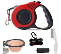 Denipry Retractable Dog Lead, 16FT Automatic Telescopic Tractor Nylon Tape, No Tangle Leash for Medium, Small Dogs and Cats Up to 26 lbs, One-Handed Brake, Pause and Lock Dog Walking Lead (Red)