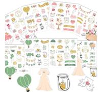 Denipry Wedding Stickers for Scrapbooks, 8 Sheets 200+ Bride Sticker Romantic Pastel Watercolor Self-Adhesive Waterproof Bridal Shower Stickers for Engagement, Anniversary, Marriage, Decorations