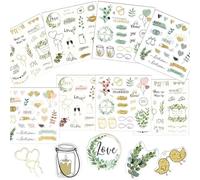 Denipry Wedding Stickers for Scrapbooks, 8 Sheets 200+ Bride Sticker Romantic Pastel Watercolor Self-Adhesive Waterproof Bridal Shower Stickers for Engagement, Anniversary, Marriage, Decorations