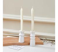 Denique Ceramic Candle Holders Set of 2, Creative Modern Knot Candlestick Holder Set, Table Centerpiece Taper Candle Holders Desktop Decoration for Home Decor, Wedding, Dinning, Party (White)