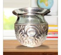 Denique German Silver Pooja Kalash | Handicraft Lota | Silver Lota for Puja Pongal/Sankranti Puja/Wedding/Marriage.Small Size