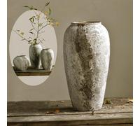 Denique Rustic Ceramic Tall Floor Vase - Farmhouse Decor, Large Terracotta Vase for Living Room Entryway Table Centerpiece (35cm)