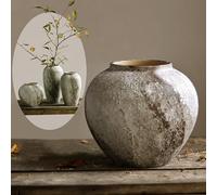 Denique Rustic Ceramic Flower Vase, Vintage Tall Floor Vase Farmhouse Decor, Large Vases for Living Room Entryway Table Centerpiece Decor, Terracotta Vases Pottery Clay Vase(A-22cm)