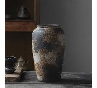Denique Rustic Vase for Home Decor, Farmhouse Terracotta Vases, Large Ceramic Vase for Living Room Decor, Black Pottery Vase Large Clay Vase, Rustic Farmhouse Tabletop Decor(C-29cm)