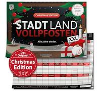 DENKRIESEN - Stadt Land Vollpfosten® Christmas Edition - 'Alle Jahre Wieder' - A3 | Christmas Game | Family Game | City Country River | Game Block | Gift Idea
