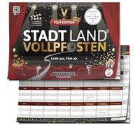 DENKRIESEN Stadt Land Vollpfosten Film Edition | From 9 Years in DIN A4 Game Pad | City Country River for Cinema Fans | Family Game | Film Night Party Game | Board Games
