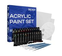 DENKSY 33 Pcs Acrylic paint set includes everything - Acrylic Painting Kit with 24 Colours (12ml), 5 Brushes, 2 Canvases, 1 Palette & 1 Painting Knife - Art Supplies for Beginners & Pro Artists