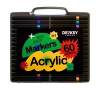DENKSY 60 Colours Acrylic paint markers deliver precision - Brush Tip Acrylic Paint Pens for Rock, Ceramic, Wood, Glass, Canvas, Stone, Fabric, and DIY Craft Projects - Non-Toxic, Quick-Drying Art