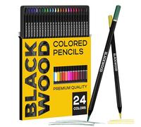 DENKSY Blackwood Colored Pencils - 24 Soft Core Triangular Art Pencils, Premium Black Wood, Pre-Sharpened, 3 mm Core for Drawing, Sketching and Illustration