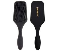 Denman (Black) Mini Paddle Cushion Hair Brush for Blow Drying, Detangling & On the Go Travel - Comfortable Styling, Straightening & Smoothing - For