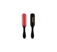 Denman Curly Hair Brush D4 (Black & Red) 9 Row Styling Brush for Styling, Smoothing Longer Hair and Defining Curls - For Women and Men