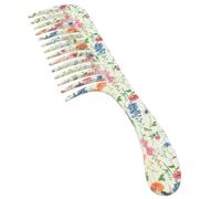 Denman D28 Wide Tooth Detangling Comb Floral Fantasy - Curved Pin For Detangling, Curl Defining, Smoothing - Wet Comb For All Hair Types, Women and Men