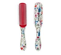 Denman D3 Curl Definer & Styler, Curly Hair Brush for Women & Men - 7 Row Detangling & Curl Defining Brush for Smooth Defined Curls - a precision Styling Brush for straight hair, Floral Fantasy