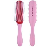 Denman D3 Original Curl Definer & Styler - 7 Row Detangling Brush for Smooth, Defined Curls - Precision Styling Brush for Curly or Straight Hair, Pink Crush