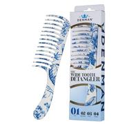 Denman Wide Tooth Detangling Comb - Curved Pin Comb for Detangling, Curl Defining & Smoothing - Wet Comb for All Hair Types, Women and Men, D28 Blue Belle