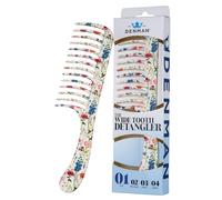 Denman Wide Tooth Detangling Comb - Curved Pin Comb for Detangling, Curl Defining & Smoothing - Wet Comb for All Hair Types, Women and Men, D28 Floral Fantasy