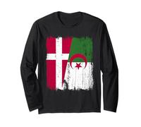 Denmark Algeria Half Flag Danish Algerian Heritage Long Sleeve T-Shirt