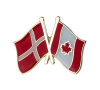 Denmark and Canada Crossed Flags Enamel Metal Lapel Pin Badge - Danish Dannebrog and Canadian Maple Leaf Flag - Friendship Souvenir Patriotic Collectible Gift for Jacket, Hat or Bag - 2.5cm x 1.9cm