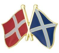 Denmark and Scotland Crossed Flags Enamel Lapel Pin - 2.4 x 1.9 cm Metal Badge - International Friendship Accessory for Jackets, Hats, Backpacks, and More