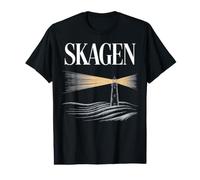 Denmark Beach City Travel Skagen Anchor Wave Value Graphic T-Shirt