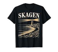 Denmark Beach City Travel Skagen Anchor Wave Value Graphic T-Shirt, Men, Black, M