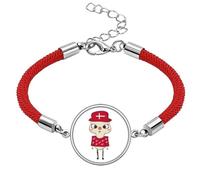 Denmark Country EU Copenhagen Flag uu Lucky Red String Bracelet Rope Bracelet Handmade