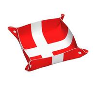Denmark Danish Flag Pattern Leather Storage Tray Easy to Clean for neatly Keys, Watch, Makeup and Other Small Items Small WHJYYXDE