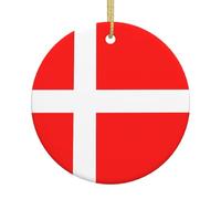 Denmark Danish Flag Print Christmas Tree Ceramic Round Hanging Ornaments,Xmas Decoration DIY Keepsake 2025