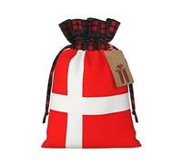 Denmark Danish Flag Print Christmas Wrapping Bags Xmas Drawstring With Gift Bags Christmas Presents & Party