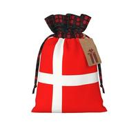 Denmark Danish Flag Print Christmas Wrapping Bags Xmas Drawstring With Gift Bags Christmas Presents & Party