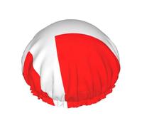 Denmark Danish Flag Print Shower Cap - Reusable Bath Hair Cap, Double Layer, Adjustable Elastic Strap, Durable Travel Essential