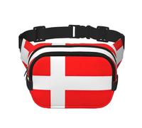Denmark Danish Flag Print Square Double Layer functionality Waist Bag Unisex Crossbody Pack Travel Workout, Black, One Size