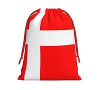 Denmark Danish Flag Printed Christmas Drawstring Gift Bags For Decorating Christmas Trees Staircases And Porches Party Favors Wedding Decor & Holiday Packaging 3 Sizes